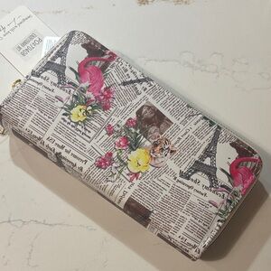 Floral Newsprint Wallet